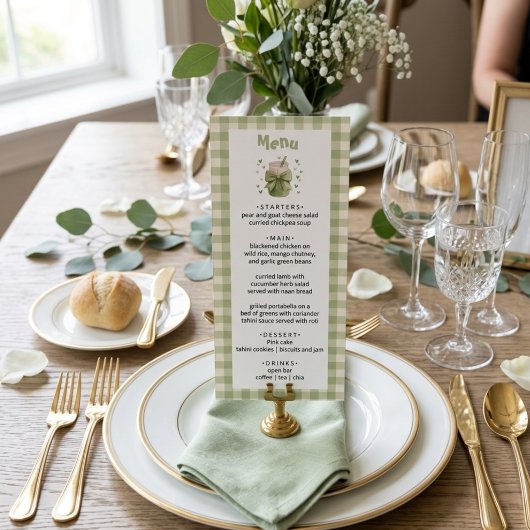 We houden zo veel van jou Matcha groene Gingham ha Menu