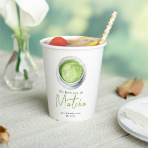 We houden zoveel van je Matcha Baby Shower Papieren Bekers