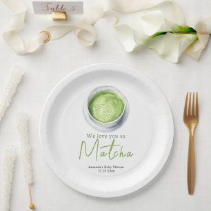 We houden zoveel van je Matcha Baby Shower Papieren Bordje