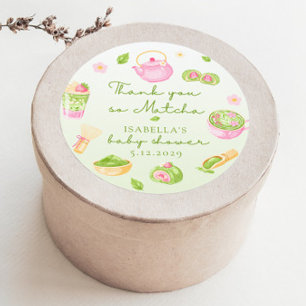 We houden zoveel van jou Matcha Baby Meisje Shower Ronde Sticker