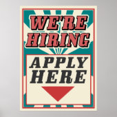 We huren hier poster  retro aan. (Voorkant)