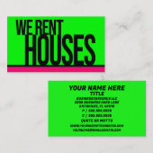 We huren huizen warm groen warm roze visitekaartje (Voorkant / Achterkant)