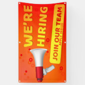 We huren ons aan bij ons team. spandoek (Verticaal)