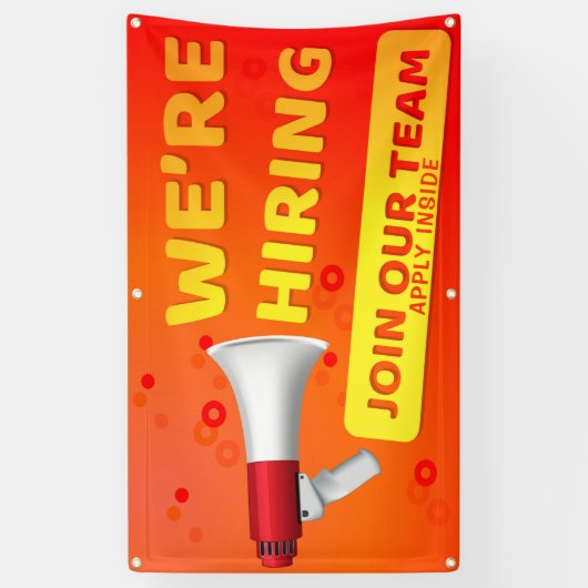 We huren ons aan bij ons team. spandoek (Verticaal)