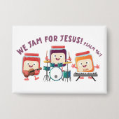 We Jam voor Jezus schattige bijbeltekst cartoon Button (Voorkant)