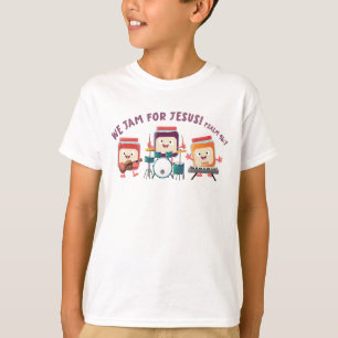 We Jam voor Jezus schattige bijbeltekst cartoon T-shirt