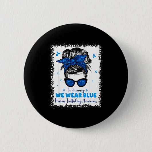 We januari blauw Mensenhandel bewustzijn Ronde Button 5,7 Cm (Voorkant)