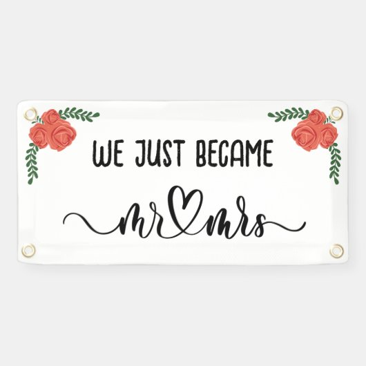 We Just Became Mr. & Mrs. Car\Truck Wedding Spandoek (Horizontaal)