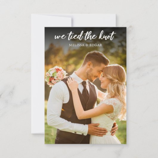 we just got married witte trouwfoto kaart (Voorkant)