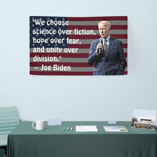 We kiezen voor de 'Science and Hope Joe Biden'-pri Spandoek (Beurs)