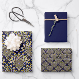 We kijken naar je Navy en Gold Art Deco Inpakpapier Vel