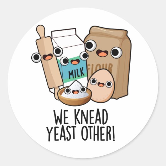 We Kneed Gist Andere Grappige Bakgrappen Ronde Sticker (Voorkant)