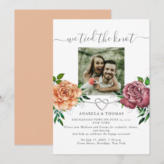 We Knoopte de Knoop Bloemrijke Foto Uitnodiging (Voorkant / Achterkant)