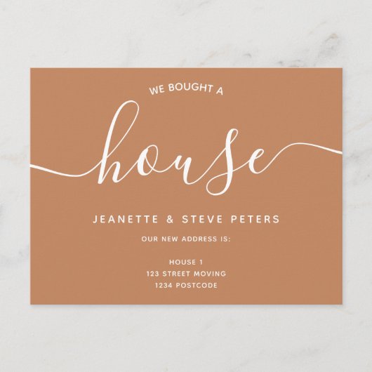 We kochten een 'house terracotta' script dat zich  aankondigingskaart (Voorkant)