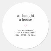 We kochten een huis Eenvoudig roze hart Ronde Sticker (Voorkant)