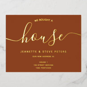 We kochten een huis terracotta simpele script dat folie uitnodiging briefkaart