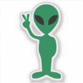 We komen in Peace Little Green Man Alien Silhouett Sticker (Voorkant)