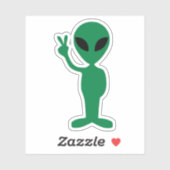 We komen in Peace Little Green Man Alien Silhouett Sticker (Vel)