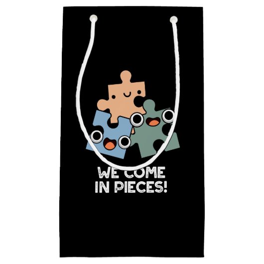 We komen met stuipen Funny Jigzaag Pun Dark BG Klein Cadeauzakje (Voorkant)