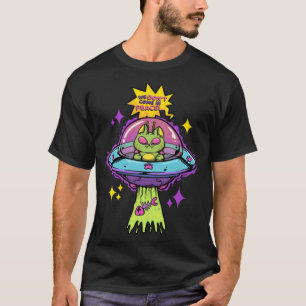 We komen niet in vrede Ruimte Kosmische Kat UFO Al T-shirt