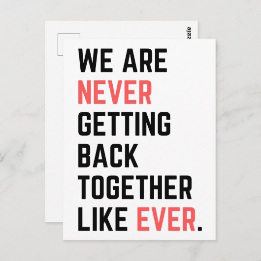 We komen nooit meer samen zoals altijd briefkaart (Voorkant / Achterkant)