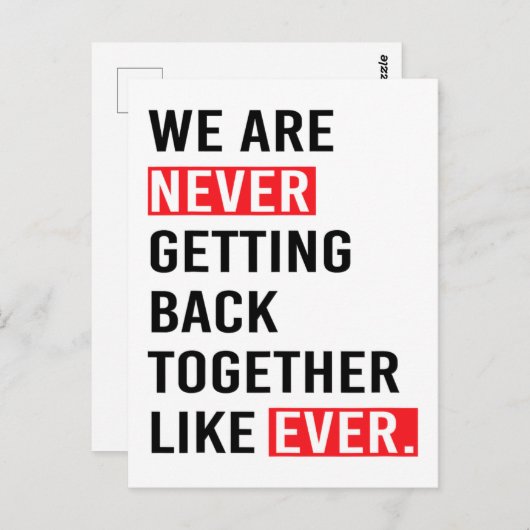 We komen nooit meer samen zoals altijd T-S Briefkaart (Voorkant / Achterkant)