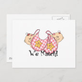We komen overeen met tweetjes met bibs 2 meisjes briefkaart (Voorkant / Achterkant)