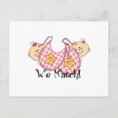 We komen overeen met tweetjes met bibs 2 meisjes briefkaart (Voorkant)
