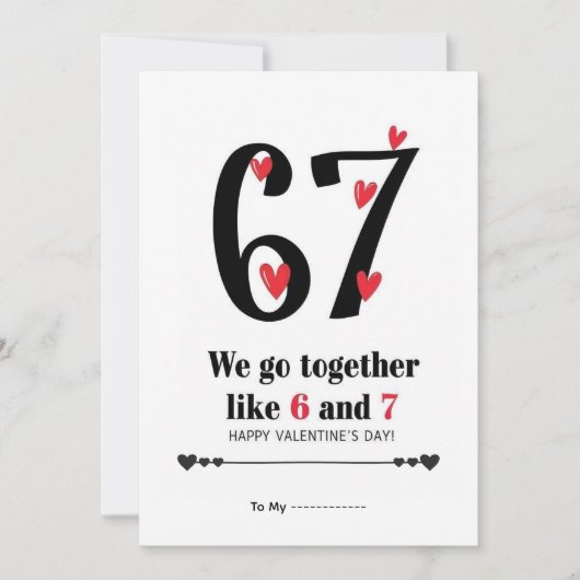 We Komen Samen Als 6 en 7 Valentijnsdag Design Feestdagenkaart (Voorkant)