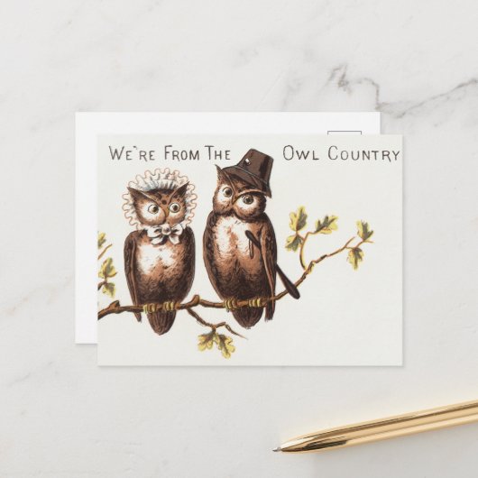 We komen uit het Uilenland: Chromolithograph Art Briefkaart (Voorkant / Achterkant in situ)