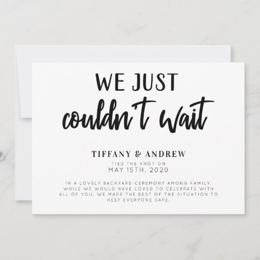 We konden gewoon niet wachten. aankondiging (Voorkant)