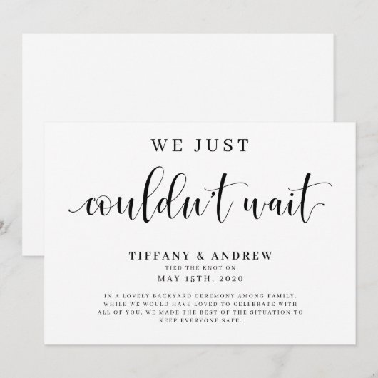 We konden gewoon niet wachten. aankondiging (Voorkant / Achterkant)