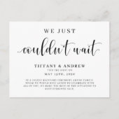 We konden gewoon niet wachten. aankondigingskaart (Voorkant)