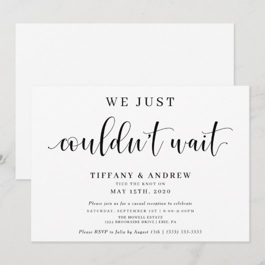 We konden gewoon niet wachten Huwelijk Aankondiging (Voorkant / Achterkant)