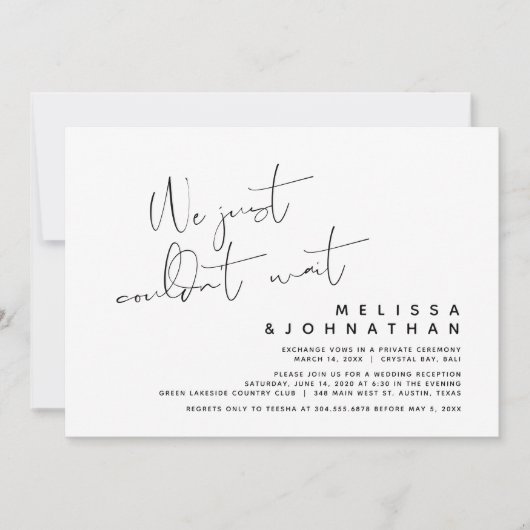 We konden gewoon niet wachten, moderne trouw-ontsn kaart (Voorkant)