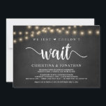 We konden gewoon niet wachten, Rustic Elopement Pa Kaart<br><div class="desc">We konden gewoon niet wachten,  Wedding Elopement Aankondiging / Uitnodigingskaart,  in Rustic boerderij krijtbord,  String Lights ontwerp. Dit is perfect voor je trouwreceptie en feest na de bruiloft. Voeg je gegevens toe in het overeenkomende lettertype/lettertype. #TeeshaDerrick</div>