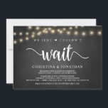 We konden gewoon niet wachten, Rustic Elopement Pa Kaart<br><div class="desc">We konden gewoon niet wachten,  Wedding Elopement Aankondiging / Uitnodigingskaart,  in Rustic boerderij krijtbord,  String Lights ontwerp. Dit is perfect voor je trouwreceptie en feest na de bruiloft. Voeg je gegevens toe in het overeenkomende lettertype/lettertype. #TeeshaDerrick</div>