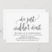 We konden gewoon niet wachten, Trouw Elopement Fee Kaart (Voorkant / Achterkant)