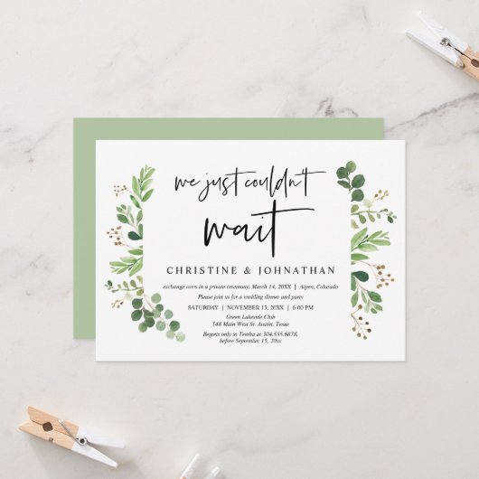 We konden gewoon niet wachten, Trouwen op de vluch Kaart (Voorkant / Achterkant in situ)