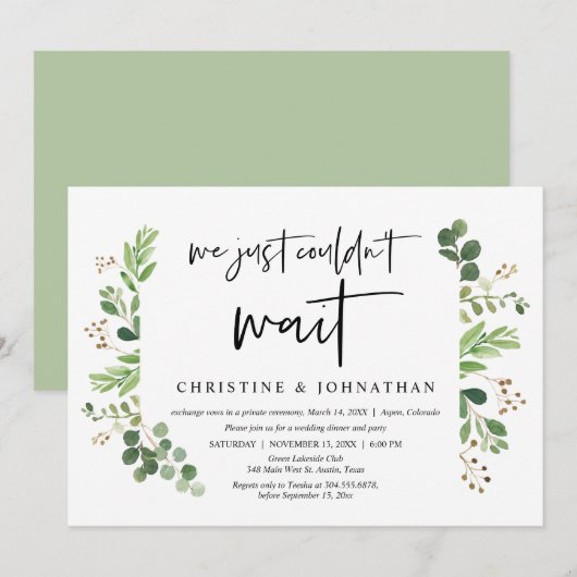 We konden gewoon niet wachten, Trouwen op de vluch Kaart (Voorkant / Achterkant)