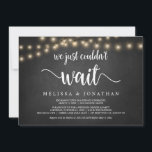 We konden gewoon niet wachten, Wedding Elopement I Kaart<br><div class="desc">We konden gewoon niet wachten,  Wedding Elopement Aankondiging / Uitnodigingskaart,  in Rustic boerderij krijtbord,  String Lights ontwerp. Dit is perfect voor je trouwreceptie en feest na de bruiloft. Voeg je gegevens toe in het overeenkomende lettertype/lettertype. #TeeshaDerrick</div>