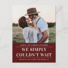 We konden niet wachten op de trouwaankondiging. briefkaart