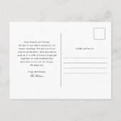 We konden niet wachten op de trouwaankondiging. briefkaart (Achterkant)