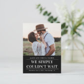 We konden niet wachten op de trouwaankondiging briefkaart (Staand voorkant)