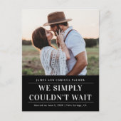 We konden niet wachten op de trouwaankondiging briefkaart (Voorkant)