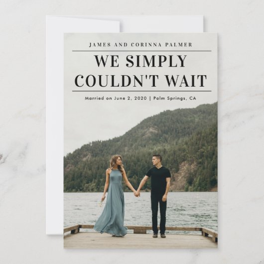 We konden niet wachten op de trouwaankondiging kaart (Voorkant)