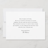 We konden niet wachten op de trouwaankondiging. kaart (Achterkant)