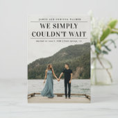 We konden niet wachten op het fotohuwelijk. aankondiging (Staand voorkant)