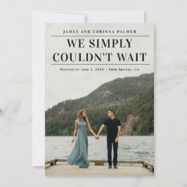 We konden niet wachten trouwkaart kaart