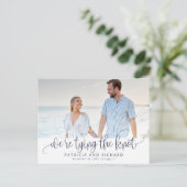 We Kopen De Knoop Trouw Save The Date Foto Briefkaart (Staand voorkant)